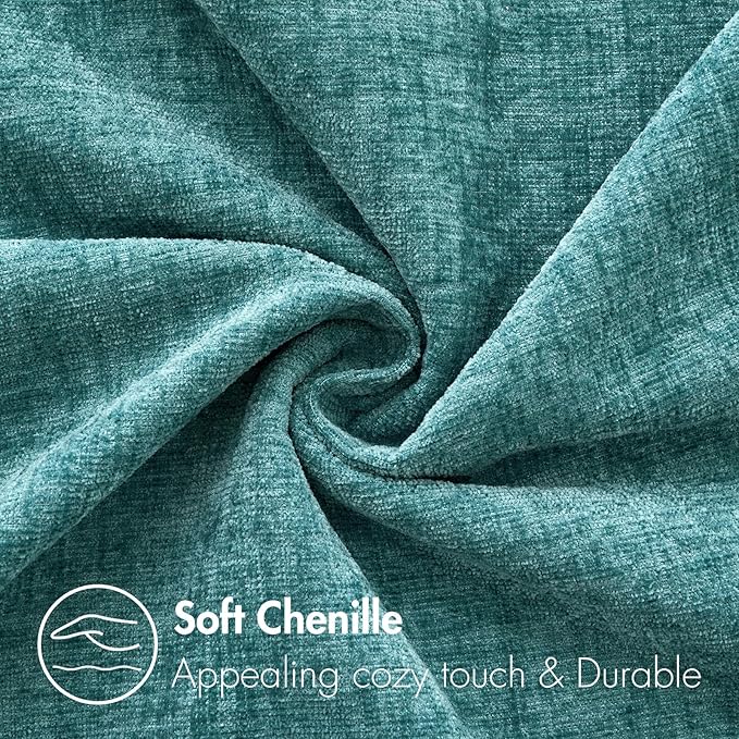 MIULEE Pack of 2 Couch Throw Pillow Covers 24x24 Inch Soft Teal Chenille Pillow Covers for Sofa Living Room Solid Dyed Pillow Cases