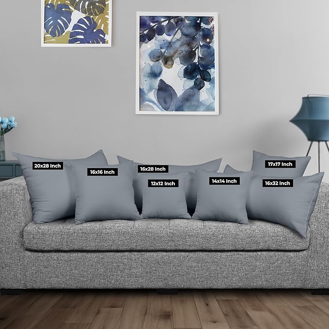 Utopia Bedding 16x16 Pillow Inserts, Set of 2, Grey – Indoor Decorative Throw Pillows for Bed, Sofa & Couch – Soft, Supportive & Fluffy Cushion Inserts