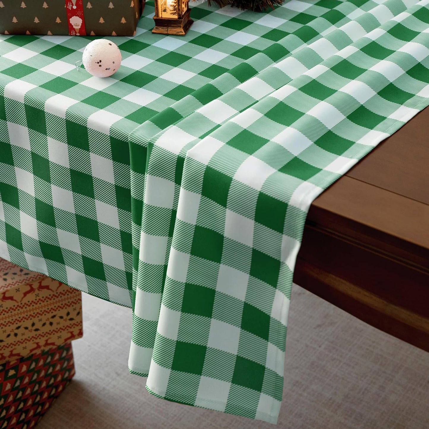 Waterproof Plaid Tablecloth Fabric - Oblong 52x70 Inch Classic Buffalo Tartan Table Cloth for Indoor/Outdoor Use - Washable Tabletop Cover for Dinner, BBQs, and Parties