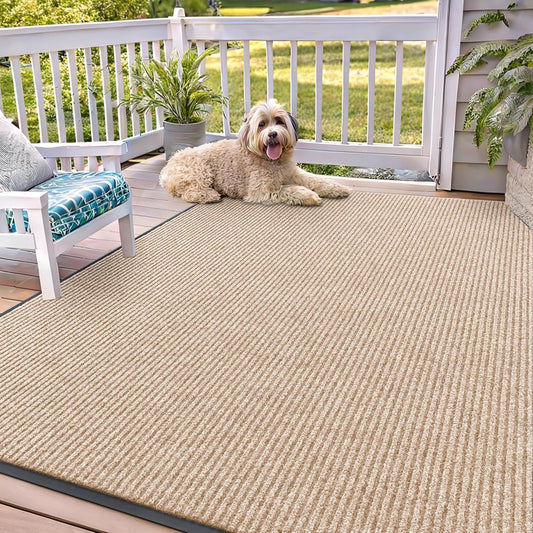 OLANLY Front Door Mat Indoor Outdoor Entrance, Waterproof Heavy Duty Doormat, Fade Resistant, Low Profile, Easy Clean Patio Porch Welcome Floor Mats for Entry, 71x47, Beige
