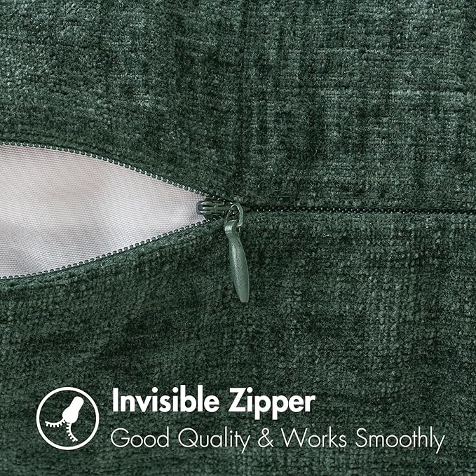 MIULEE Pack of 2 Christmas Green Throw Pillow Covers 16x16 Inch Soft Chenille Pillow Covers for Sofa Living Room Couch Solid Dyed Cases