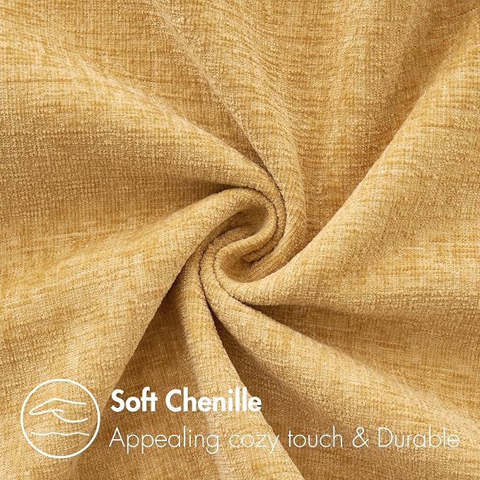 MIULEE Pack of 2 Couch Throw Pillow Covers 16x16 Inch Soft Gold Chenille Pillow Covers for Sofa Living Room Spring Home Decor Couch Solid Dyed Cases