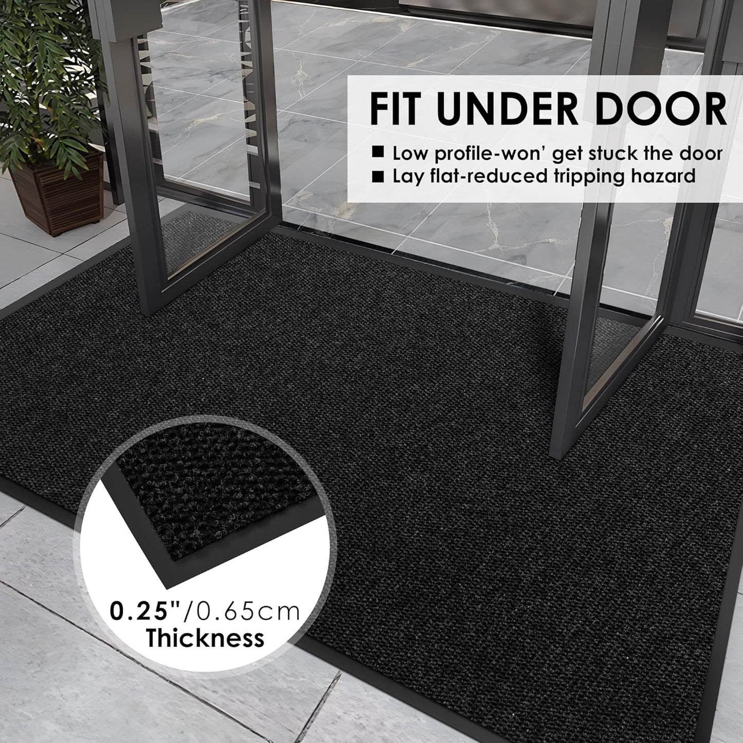 4′ x 23′ Front Door Mat Indoor Outdoor Entrance, Commercial Floor Mat Heavy Duty Dirt Trapper Entryway Doormat, Custom Size Non Slip Rubber Backing Welcome mat, Door Mat for High Traffic Area