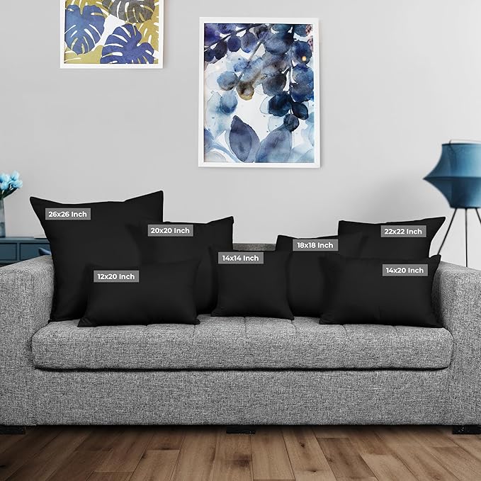 Utopia Bedding 20x20 Pillow Inserts, Set of 2, Black – Indoor Decorative Throw Pillows for Bed, Sofa & Couch – Soft, Supportive & Fluffy Cushion Inserts