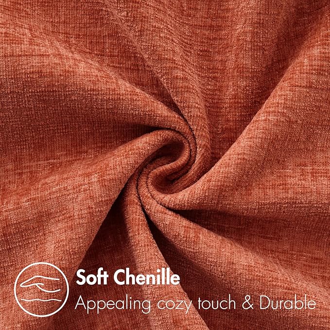 MIULEE Pack of 2 Couch Throw Pillow Covers 18x18 Inch Soft Burnt Orange Chenille Pillow Covers for Sofa Living Room Solid Dyed Pillow Cases