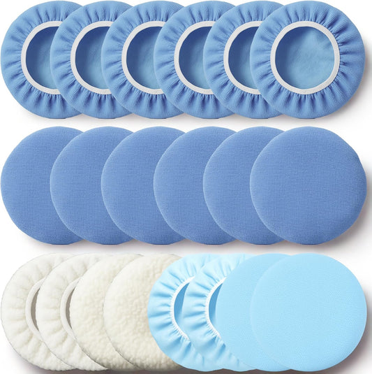 20 Pack Buffing Pads, Polishing Pad Covers, Microfiber & Wool for 9–10 Inch Buffer Polisher; Car Buffer Accessories for Car Detailing Kit; Wax, Polishing Compound & Polish Finishing, Durable Set
