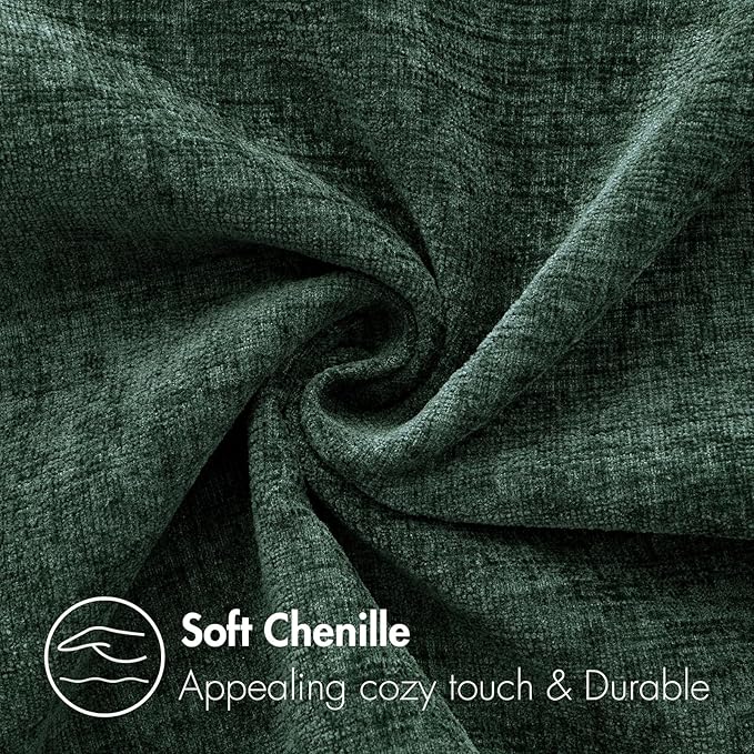 MIULEE Pack of 2 Christmas Green Throw Pillow Covers 16x16 Inch Soft Chenille Pillow Covers for Sofa Living Room Couch Solid Dyed Cases