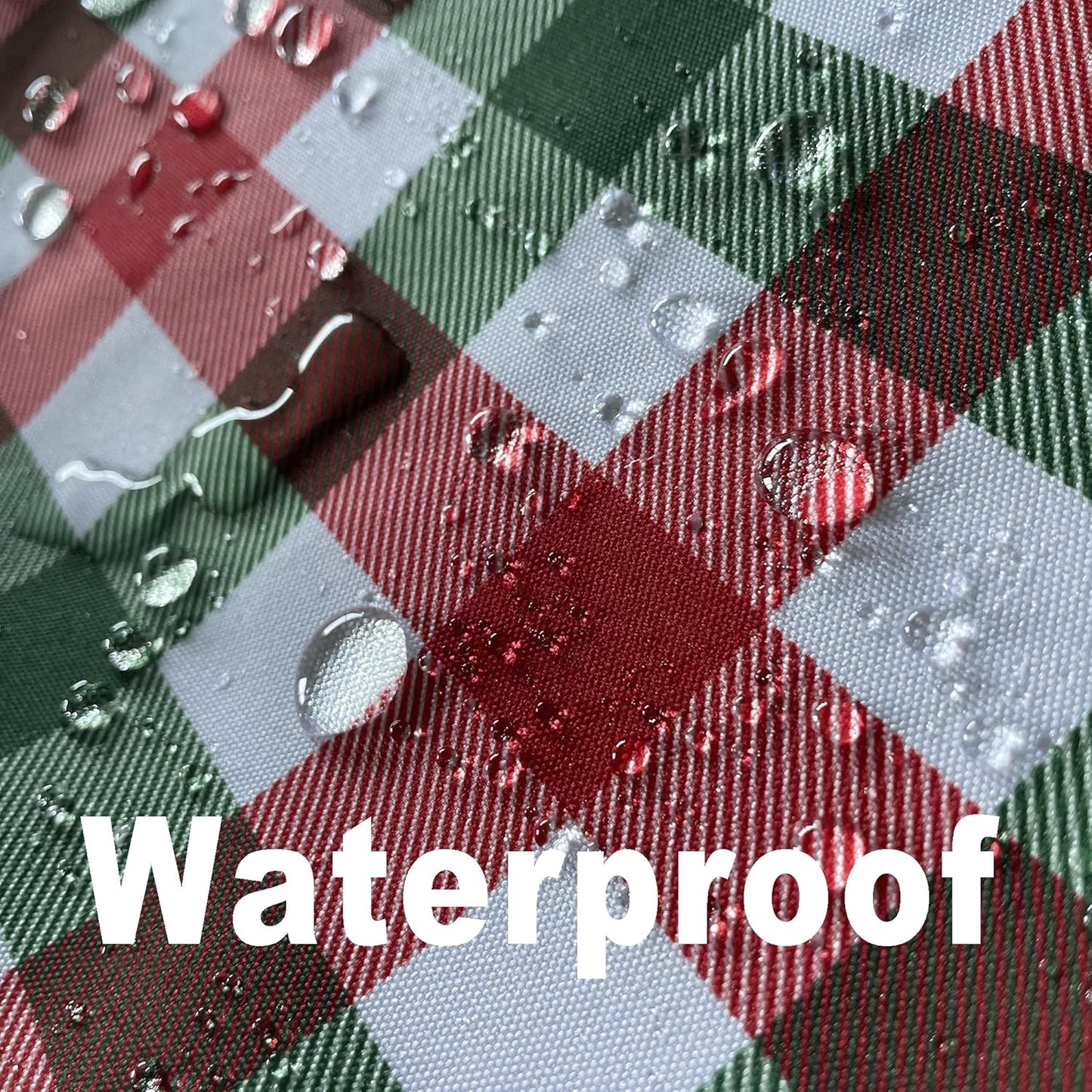 Waterproof Checkered Tablecloth Fabric - Rectangle 58x84 Inch Christmas Plaid Table Cloth for Indoor/Outdoor Use - Xmas Table Cover for Kitchen, BBQs, and Parties