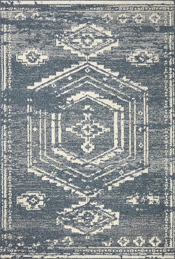 Loloi Magnolia Home by Joanna Gaines Gigi Collection GIG-03 Denim/Ivory 5'-3" x 7'-6" Area Rug