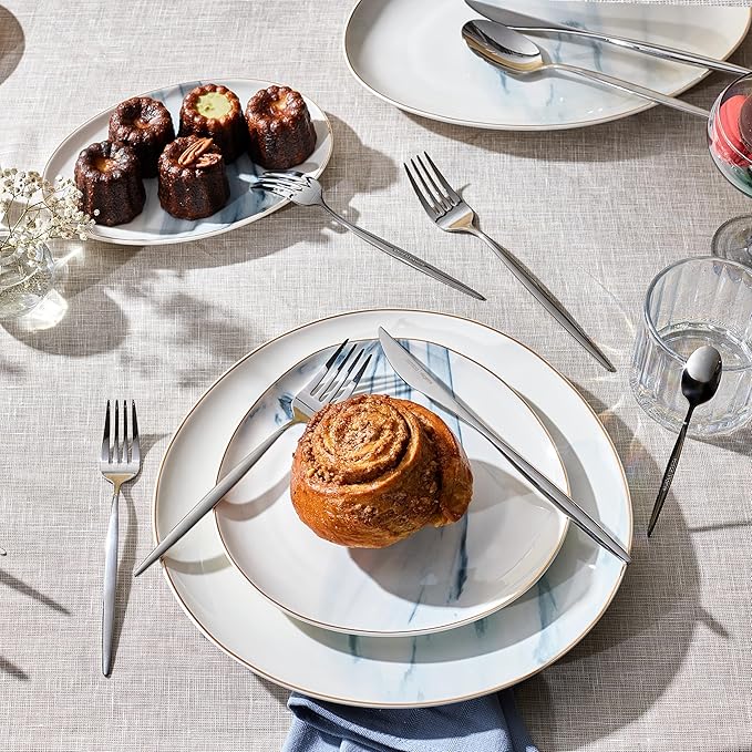 Karaca Lizbon 30-Piece Stainless Steel Cutlery Set for 6 People, 18/10 Stainless Steel, Heat Resistant, Corrosion Resistant, 3mm Thick, Silver